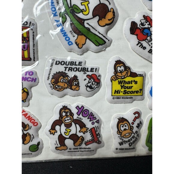 Vintage 80s Donkey Kong Junior Puffy Stickers Moving Googly Eyes Nintendo - Picture 4 of 8